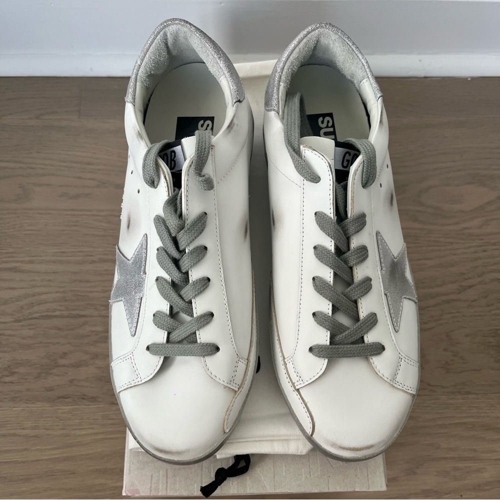 GOLDEN GOOSE Superstar White Silver Star Sparkle 39